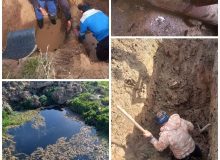 تعمیر شکستگی حوضچه چاه شماره۱۳ و خط انتقال ورودی مخزن جمع آوری آب در شهر سنقر