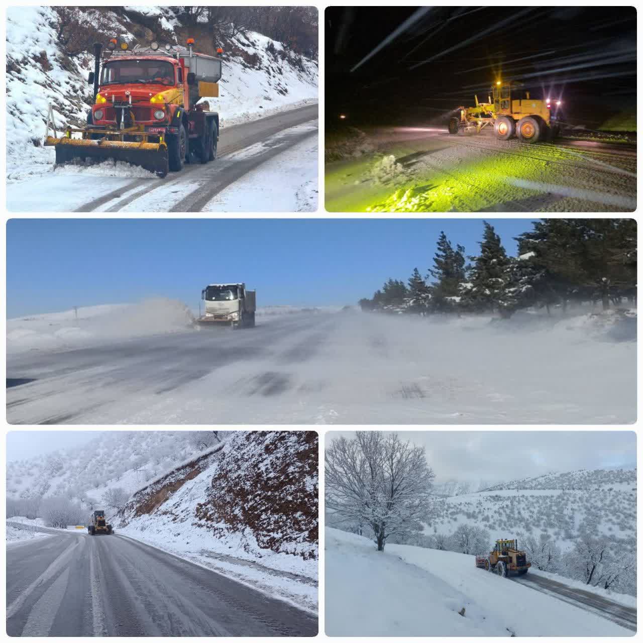 برف‌روبی ۱۶۷۰ کیلومتر باند از محورهای مواصلاتی استان کرمانشاه