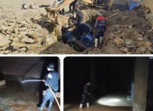 عملیات همزمان تعویض شیر فلکه خروجی و شست‌وشوی مخزن ۵۰۰۰ مترمکعبی سنقر